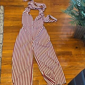 Striped Red and White Jumpsuit